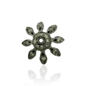 Espaciador floral oxidado diamante 0,04 quilates hallazgo plata estornino 925 - Imagen 1 de 4
