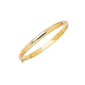 Baby Kids Plain Shiny Polished Bangle Bracelet Real Solid 14K Yellow Gold 5.5" - Picture 1 of 3