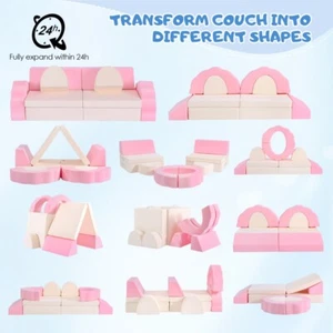 10 tlg Spielsofa Doppel Kindersofa Schlaffunktion Schaumstoffbausteine Modulsofa - Bild 1 von 8