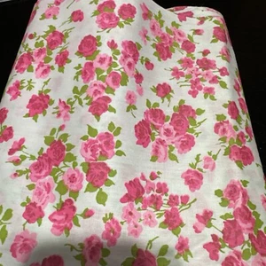 Vintage Florals White With Pink Flowers 4 Yard 34 Inches By 36 Wide. - Picture 1 of 3