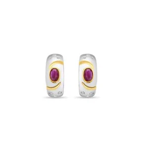 Ruby  & Diamond Earrings 14k Two-Toned Gold - Picture 1 of 4