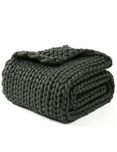 YnM Chunky Throw Blanket, Medium-Weight, Hand Knitted, Skin Friendly, Ventila... - Picture 1 of 10