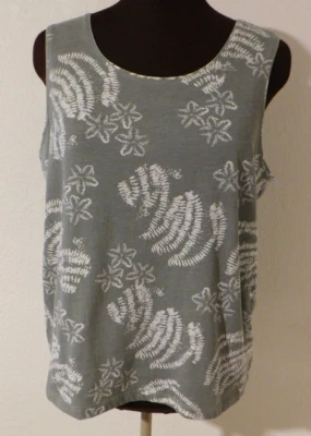 Camiseta sin mangas Coral Bay verano estampado tropical para mujer Petite L verde salvia Foto 1 de 4