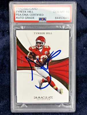 2018 IMMACULATE TYREEK HILL ON-CARD GOLD AUTO SP /99 GEM MINT PSA 10 - Image 1 of 3