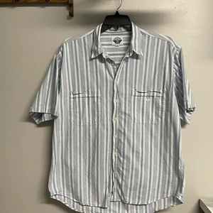 Vintage Men's Dockers Shirt Size XL White / Blue Short Sleeve Button Up - Picture 1 of 9