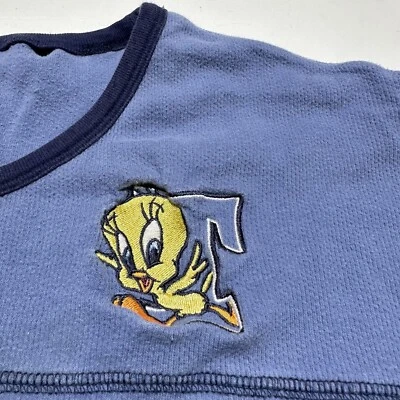 Vintage Tweety Bird Shirt Women’s L Jerry Leigh Thermal Shirt Blue Warm Casual - Image 1 of 4