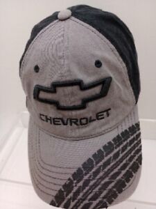 GM Chevrolet Hat Cap Black/Gray Adult Adjustable Strap Back Tire Track OSFM Mens