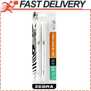 2-Pack Zebra bLen Retractable Gel Pen, White Barrel, Medium Point, 0.7mm, Black - Picture 1 of 9