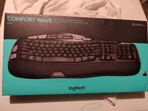 NEW Logitech K350 Y-RBN90 Wireless Wave Ergonomic Keyboard US Black Sealed - Afbeelding 1 van 5