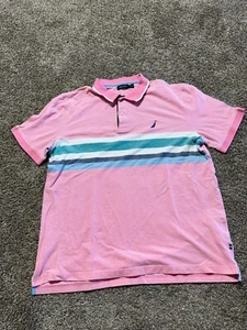 Nautica Mens Polo XXL 2XL Pink Short Sleeve Dress Casual 9418 - Picture 1 of 7