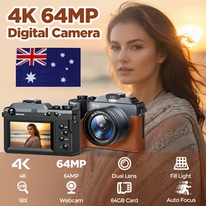 Digital Camera 64MP for Photography and 4K Video 18XDigital Zoom 3.0 inch Screen - Picture 1 of 10