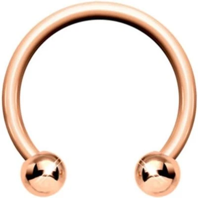 Horseshoe Eyebrow Lip Ear 18 Gauge 5/16" 3mm Balls Rose Gold IP * - Image 1 of 4