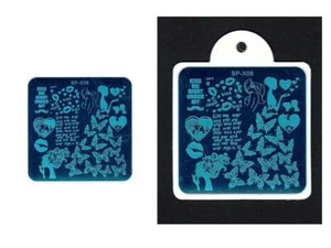  Kissing Design Butterfly Image Square Nail Art Template BP-X08 with Holder - Picture 1 of 9