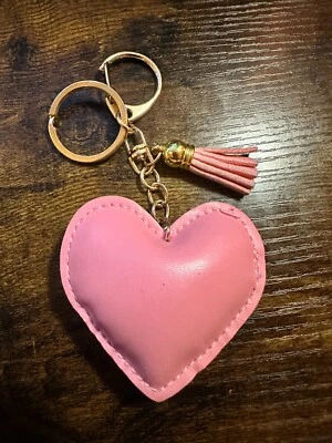 Розовый кожаный сердце сумка вешалка брелок - Изображение 1 из 2