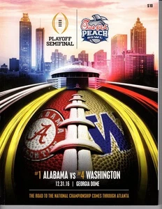 2016 PEACH BOWL PLAYOFF HALBFINALE PROGRAMM ALABAMA CRIMSON TIDE WASHINGTON HUSKIE - Bild 1 von 1