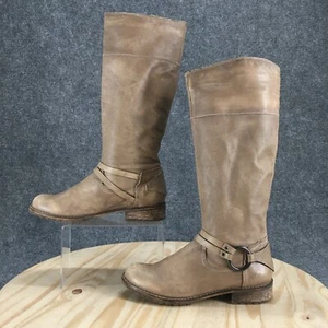 Steve Madden Boots Womens 7 Sidnyy Tall Riding Ivory Leather Knee High Block - Picture 1 of 17