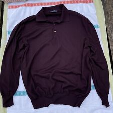 Gran Sasso Vintage Purple Long Sleeve 100% Wool Pullover Polo Shirt Mens XXL (L)