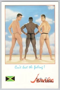 Postal de Interés Gay - Hombres en Tanga en Jamaica Beach "No se puede vencer el sentimiento" - Imagen 1 de 1