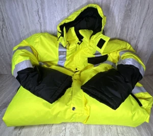 Hi Vis Rain Polarr Coverall Suit 2XL Yellow Waterproof  ANSI Class 3 Work - Bild 1 von 3