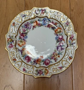 Vintage Antique Schumann Bavaria Painted Floral Garland Porcelain Plate 7.5” - Picture 1 of 8
