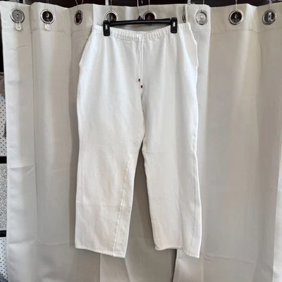 Escada Sport Lounge Pants Size XL White Fleece Pockets Quiet Luxury Logo 18836 - Image 1 of 4