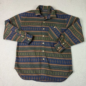 Vintage Anchor Blue Shirt Adult Large Green Aztec Southwestern Fleece Y2k Rare L - Bild 1 von 8