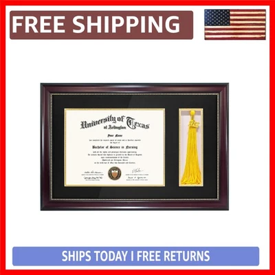 Elegante marco de diploma de caoba 11x17 con lujoso soporte de borla - Perfecto para... Foto 1 de 4