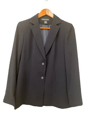 Norton McNaughton Blazer Woman’s 8 Navy Blue Slash Pockets Shoulder Pads Jacket - Image 1 of 4