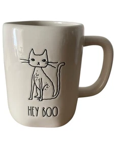 Rae Dunn "HEY BOO" Halloween Cat Mug Ceramic Coffee Cup Halloween Decor - Picture 1 of 4