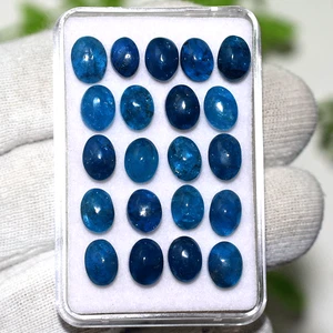 Vivid Aqua ~ Lote de 21 piedras preciosas de neón natural apatita 7 mm-8 mm cabujón grado AAA - Imagen 1 de 12