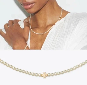 Tory Mini TB Logo Kette Perlenkette 💛🧡45,5 cm - Bild 1 von 5