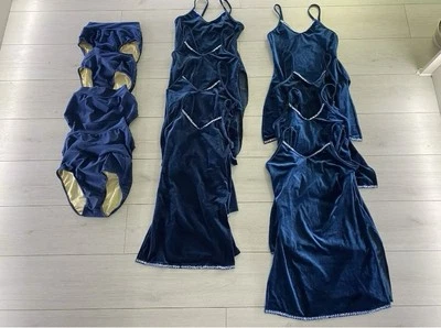 Group Dance Costume Children’s Competition Freestyle Job Lot Bundle Blue Velvet - Image 1 of 4