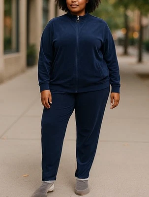 Allison Daley 2 X синий бархат флис трек костюм гостиной 2 шт комплект молнии куртка брюки - Изображение 1 из 4