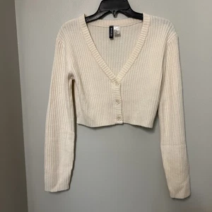 Maglione cardigan H&M diviso XS panna ritagliato usato in ottime condizioni - Foto 1 di 8