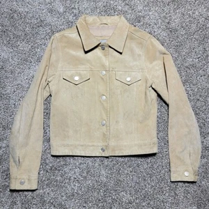 Blaue Asphalt Wildlederjacke hellbraun Leder gefüttert Knopfleiste Damen Gr.M - Bild 1 von 11