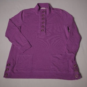 Soft Surroundings Shirt Purple Long Sleeve Lakshimi Pullover Tunic Medium Petite - Picture 1 of 10