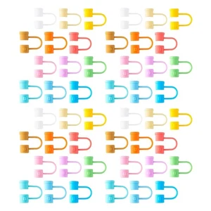 48 Pezzi Tappi per Cannucce Copri Bicchieri Cartoni Animati Silicone Punte Riutilizzabili - Foto 1 di 20