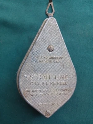 Vintage Strait-Line Chalk Line Reel Plumb Bob The Irwin Company - Image 1 of 3