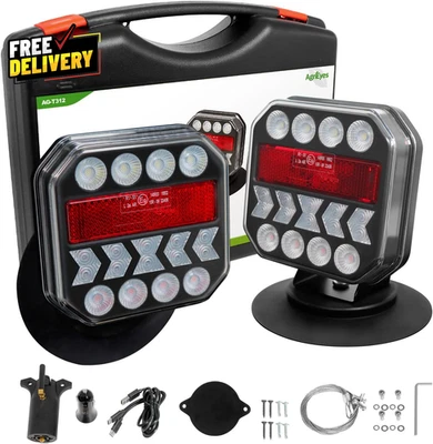 USB-C Wireless Trailer Lights Adjustable Magnetic Tow Light with Retrorefle.... - Image 1 of 4