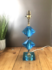 MID CENTURY FRENCH FACETED BRASS & FACETED CRYSTAL GLASS TABLE LAMP VINTAGE 60'S