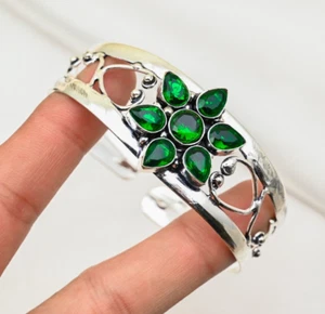 Chrome Diopside Bracelet Gemstone 925 Sterling Silver Handmade Jewelry For Her - Picture 1 of 4
