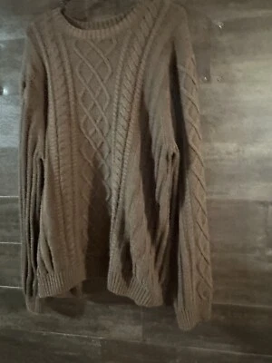 Tasso Elba Mens Cable Knit Sweater XL  Brown 100% Cotton Pullover - Image 1 of 4