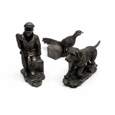 Potty Feet Hunting Scene Trio Set of 3 Polyresin Bronze Plant Pot Feet Ornament - Image 1 of 4