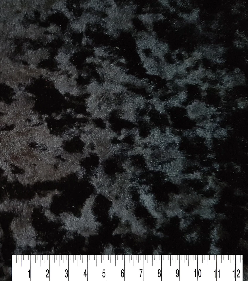 BLACK CRUSHED  VELOUR  2 WAY STRETCH POLYESTER FABRIC   BY THE  YARD - Image 1 of 1