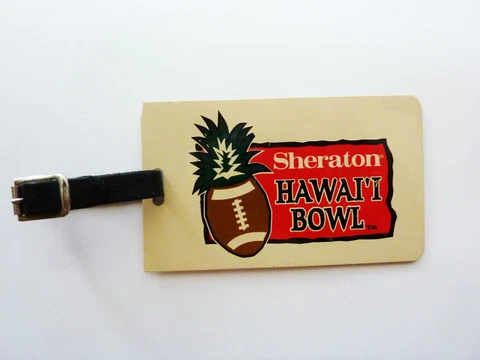 Aloha Stadium Memorabilia: Vintage 2003 Sheraton Hawaii Bowl Players Bag Tag Cover