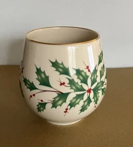 Lenox Holiday Say it With Silk Holly Berries Goldrand Votivkerzenhalter 3" - Bild 1 von 5