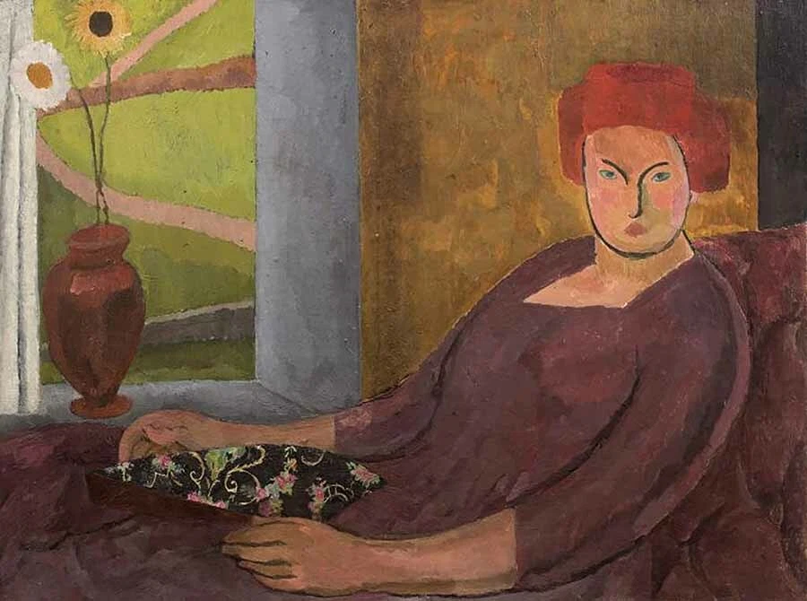 Mujer en sombrero rojo: c.1915: Vanessa Bell: impresión artística de calidad de archivo  Foto 1 de 1