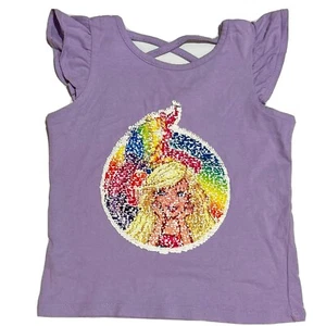 Barbie TShirt Girls Size 4 - purple reversible sequin - Picture 1 of 7