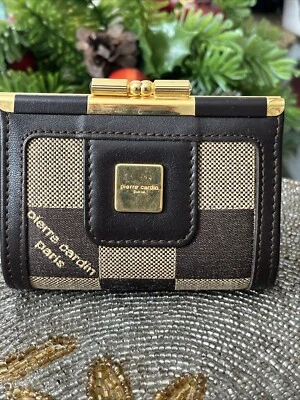 Pierre Cardin винтажный монета сумочки кожи и холст - Изображение 1 из 4