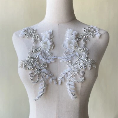 Fantasia de casamento floral strass acabamento frisado faça você mesmo patch aplique de vestido de noite - Imagem 1 de 3